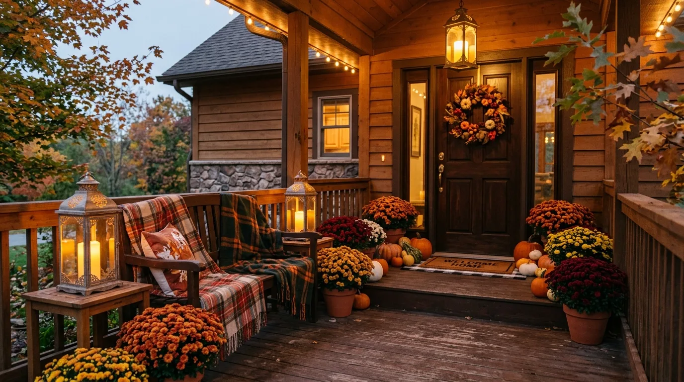 Bring in mums and planters for living autumn color inspiration for a fall porch.